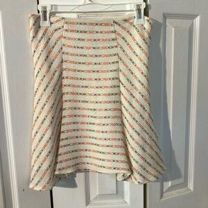 Maeve Cream and Orange Asymmetrical Mini Skirt